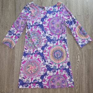 Lilly Pulitzer Purple & Pink Elephant Mandala Mini Dress